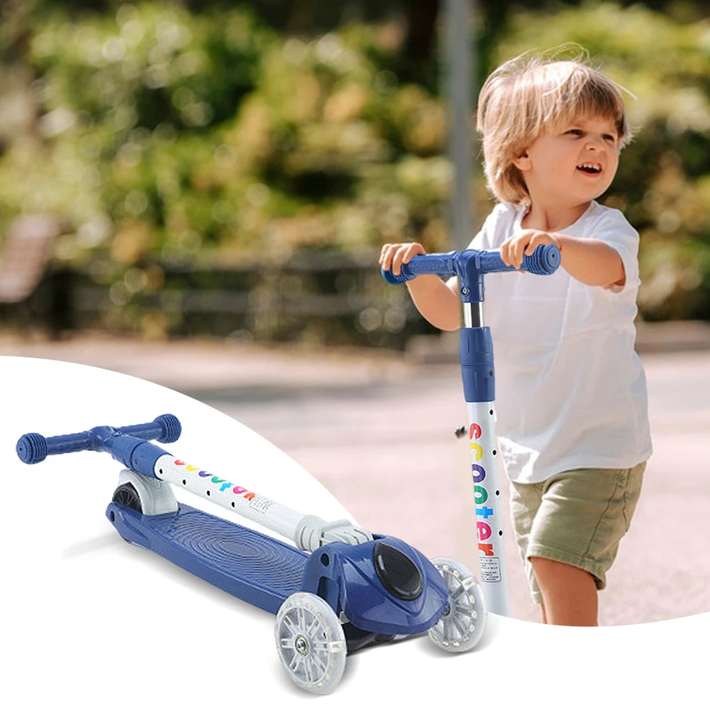 Kids Push Scooter – Light-Up Wheels, Adjustable Height, 3-Wheel Lean-to-Steer for Ages 3-10