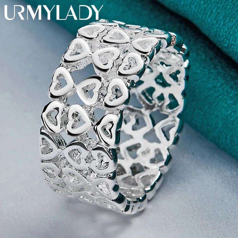 URMYLADY 925 Sterling Silver Hollow Heart Ring – Wedding & Engagement Jewelry