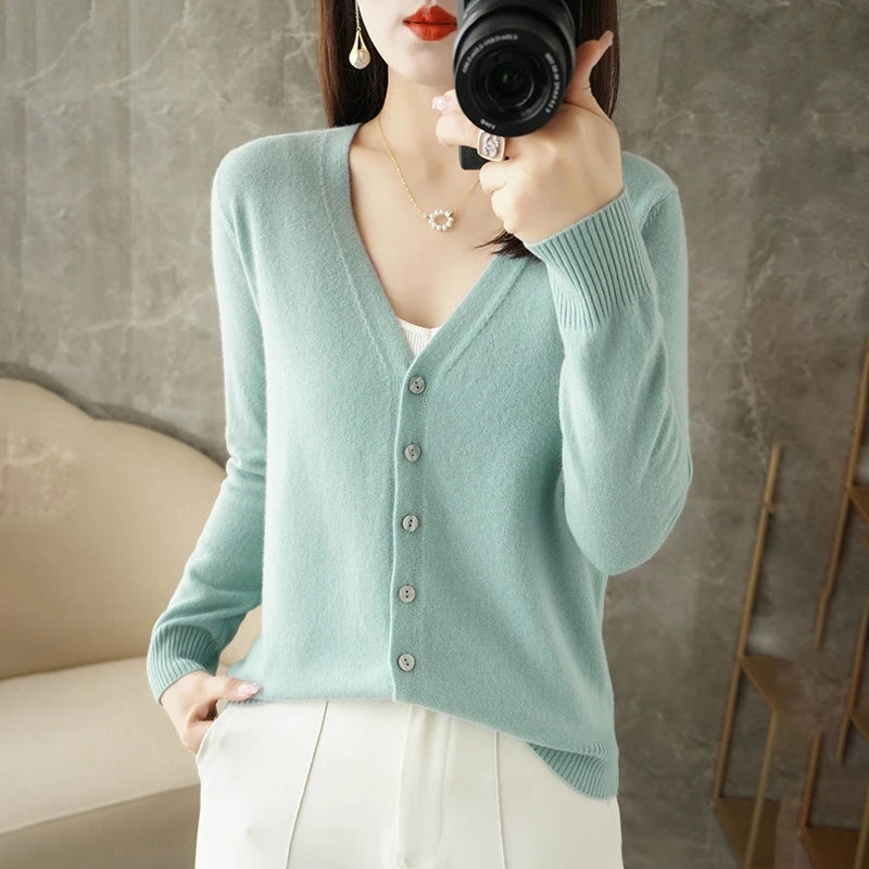 2024 V-Neck Women's Loose Sweater Cardigan ZHI D035