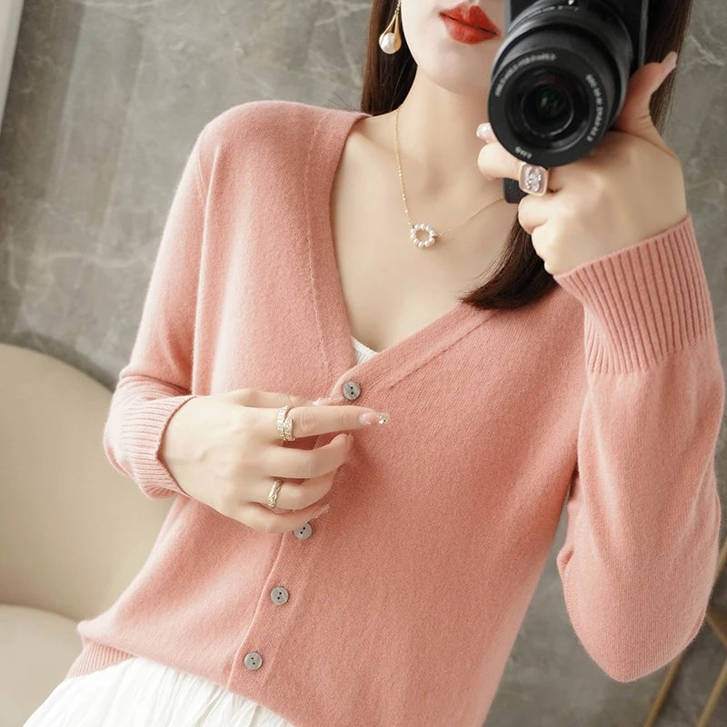2024 V-Neck Women's Loose Sweater Cardigan ZHI D035