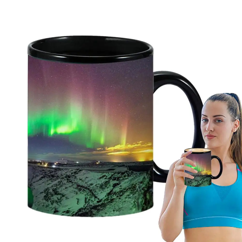 Heat Changing Reveal Mug – Northern Lights Design Ceramic Magic Mug