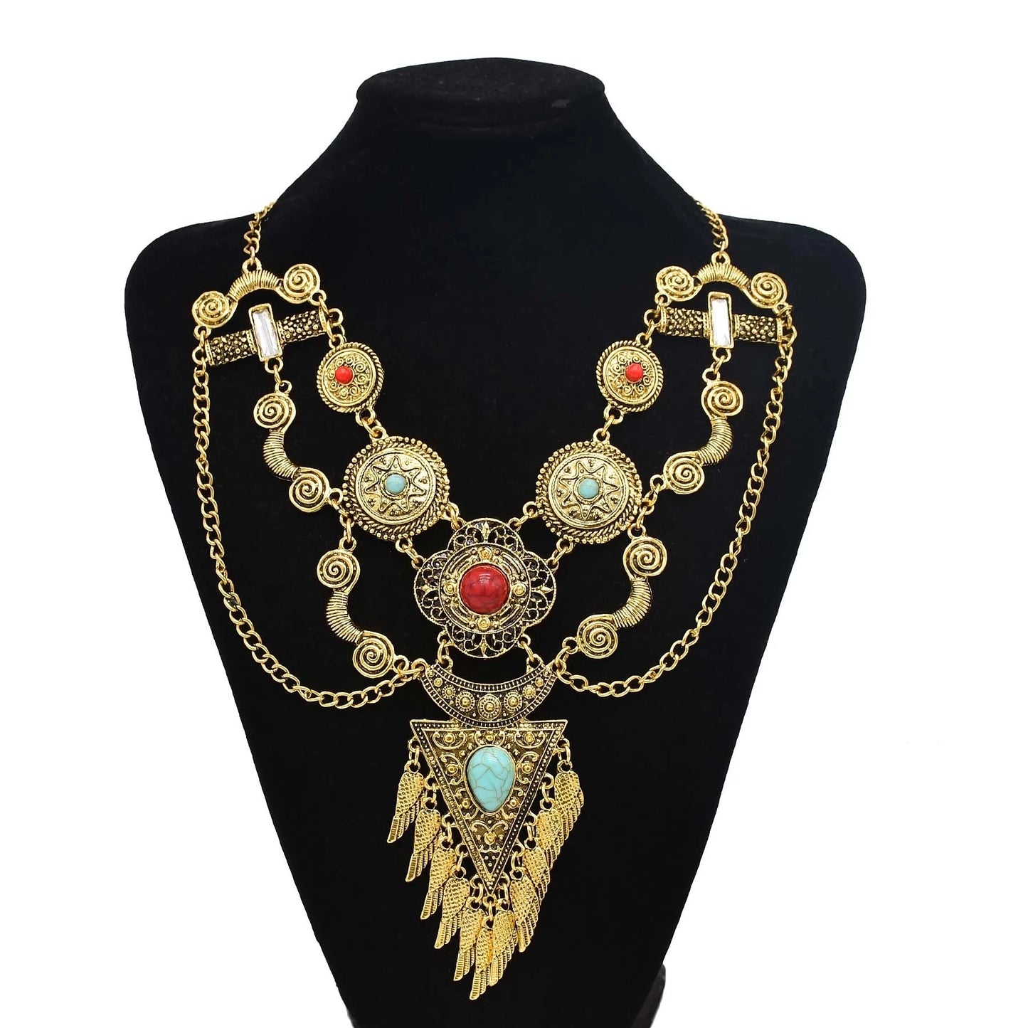 Gypsy Bohemian Chunky Tibetan Silver Necklace – Festival Party Jewelry for Women