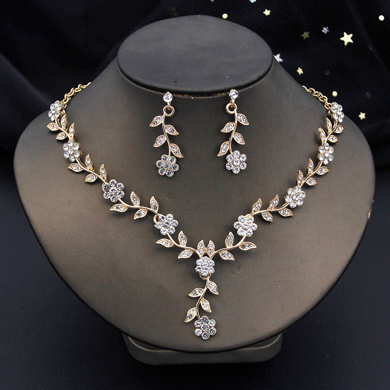 3-Piece Baroque Bridal Crown & Jewelry Set – Necklace, Earrings & Tiara for Prom