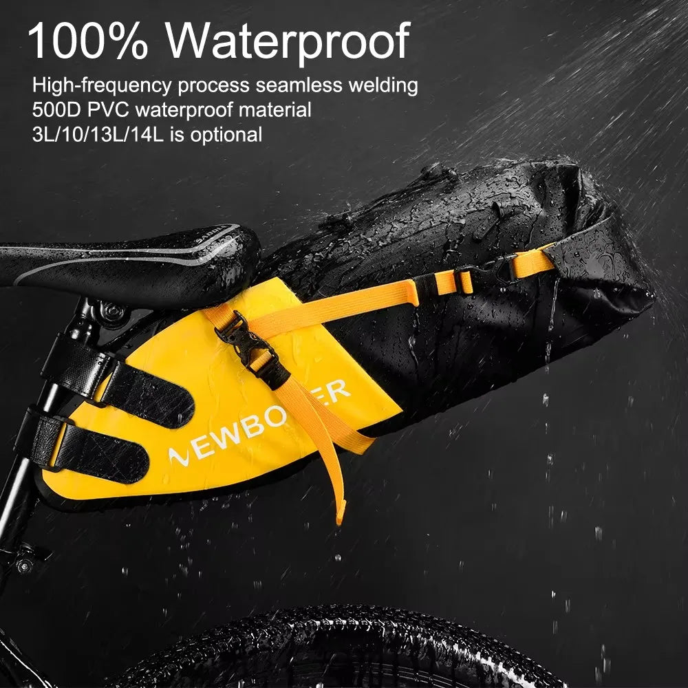 NEWBOLER 13L Waterproof Bike Saddle Bag – Foldable Rear Trunk for MTB/Road