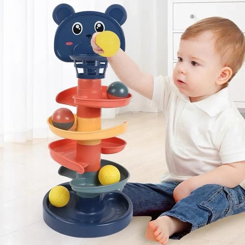 2–7 Layer Montessori Rolling Ball Tower – Educational Stacking Toy for Babies