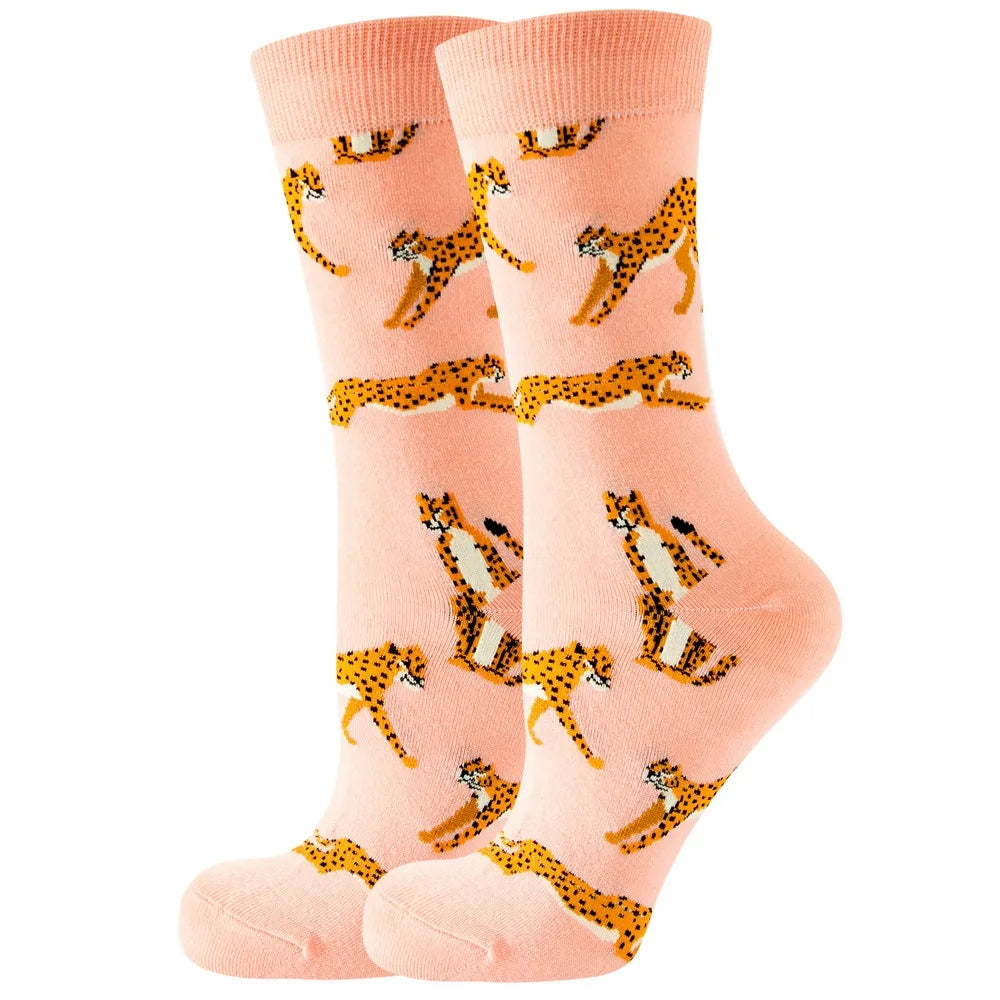 Unisex Animal & Fruit Print Socks – Hip Hop Skateboard Mid-Rise Style