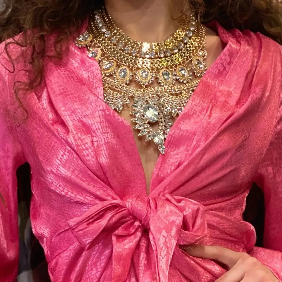 Indian Ethnic Statement Crystal Rhinestone Maxi Collar Necklace – Boho Chic