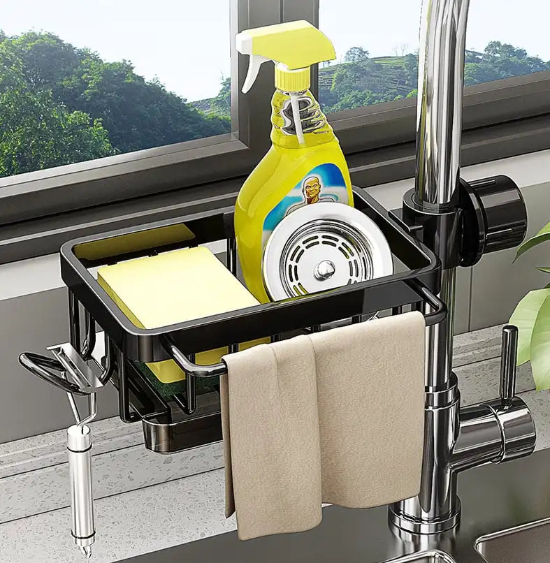 Stainless Steel Kitchen Sink Drainer & Faucet Towel Rack Organizer