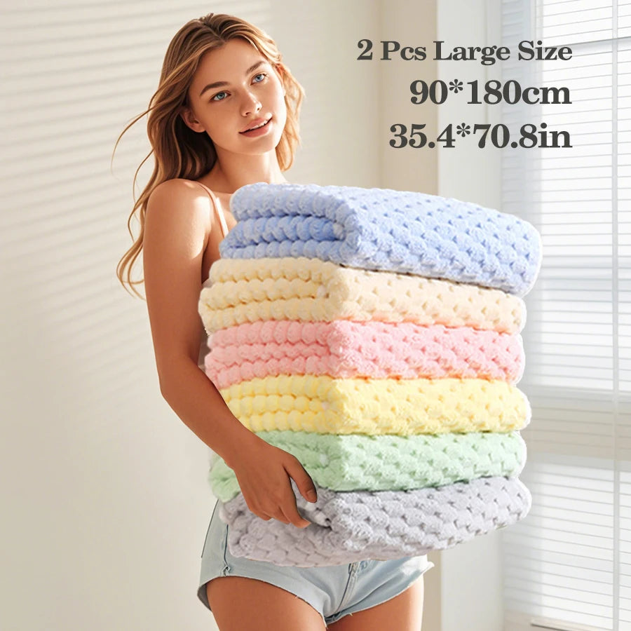 2PCS XL Microfiber Bath Towels – Soft, Quick-Dry & Absorbent
