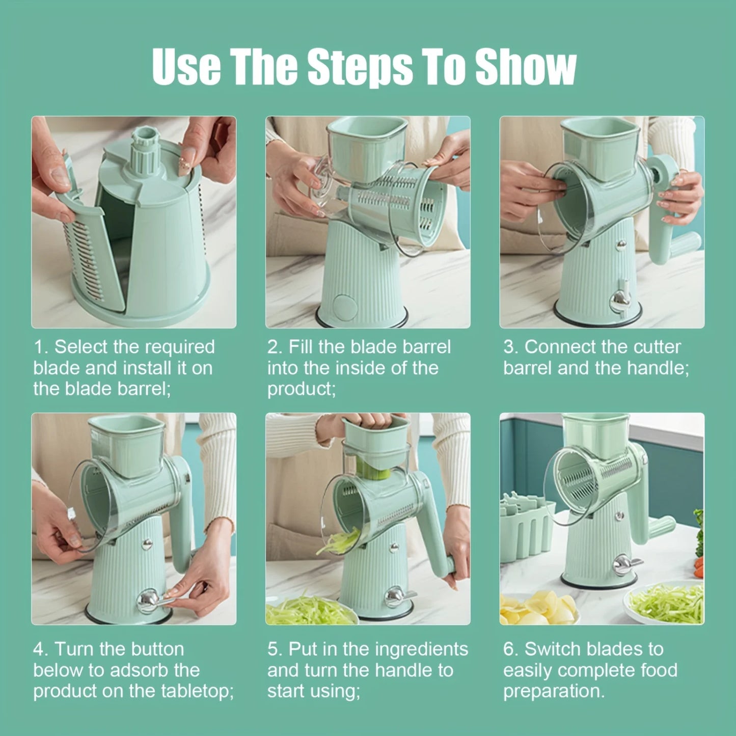 Manual Vegetable Chopper Set – Multifunctional Slicer, Grater & Cutter with Container