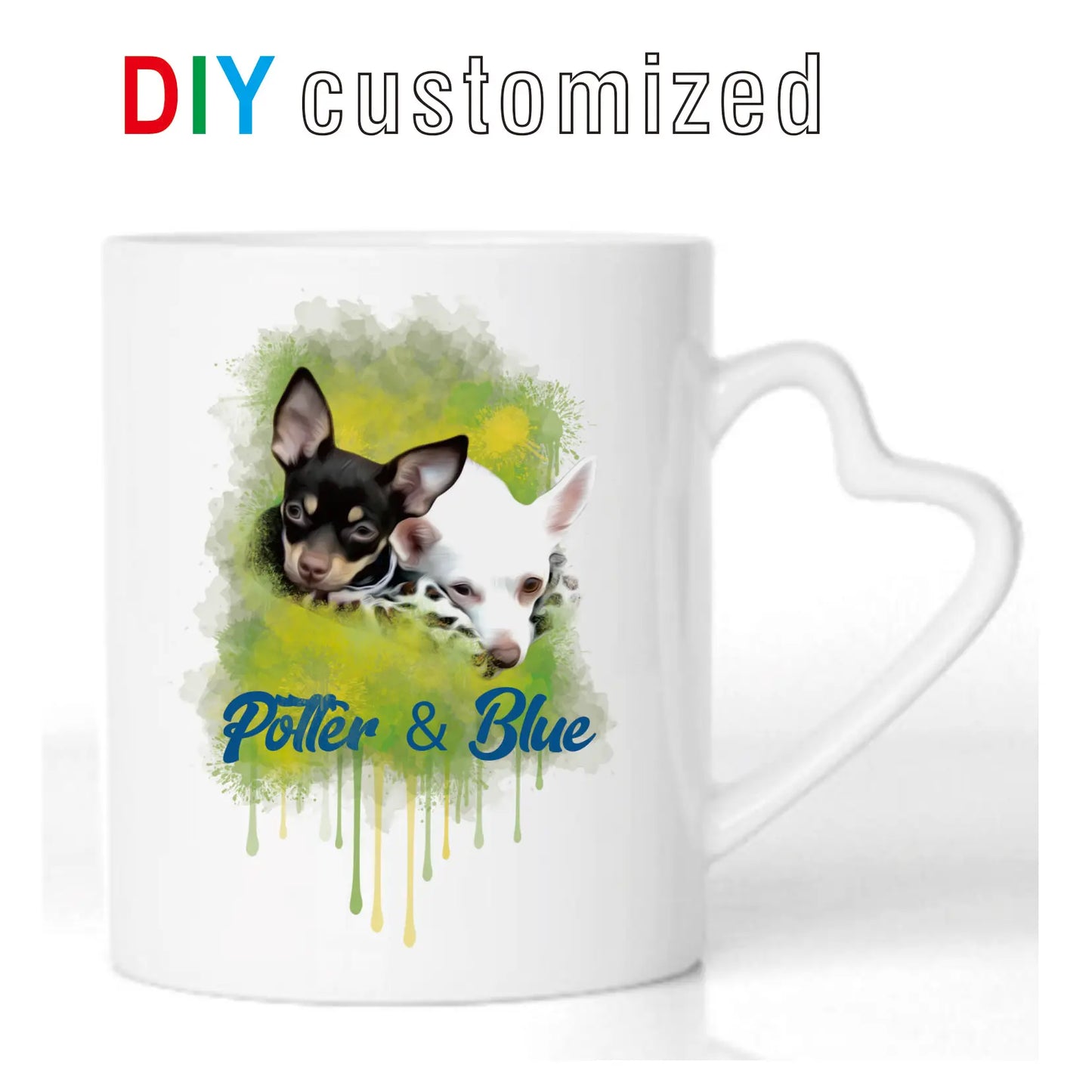DIY 350ml Ceramic Heart Handle Mug – Personalized Photo & Logo Print