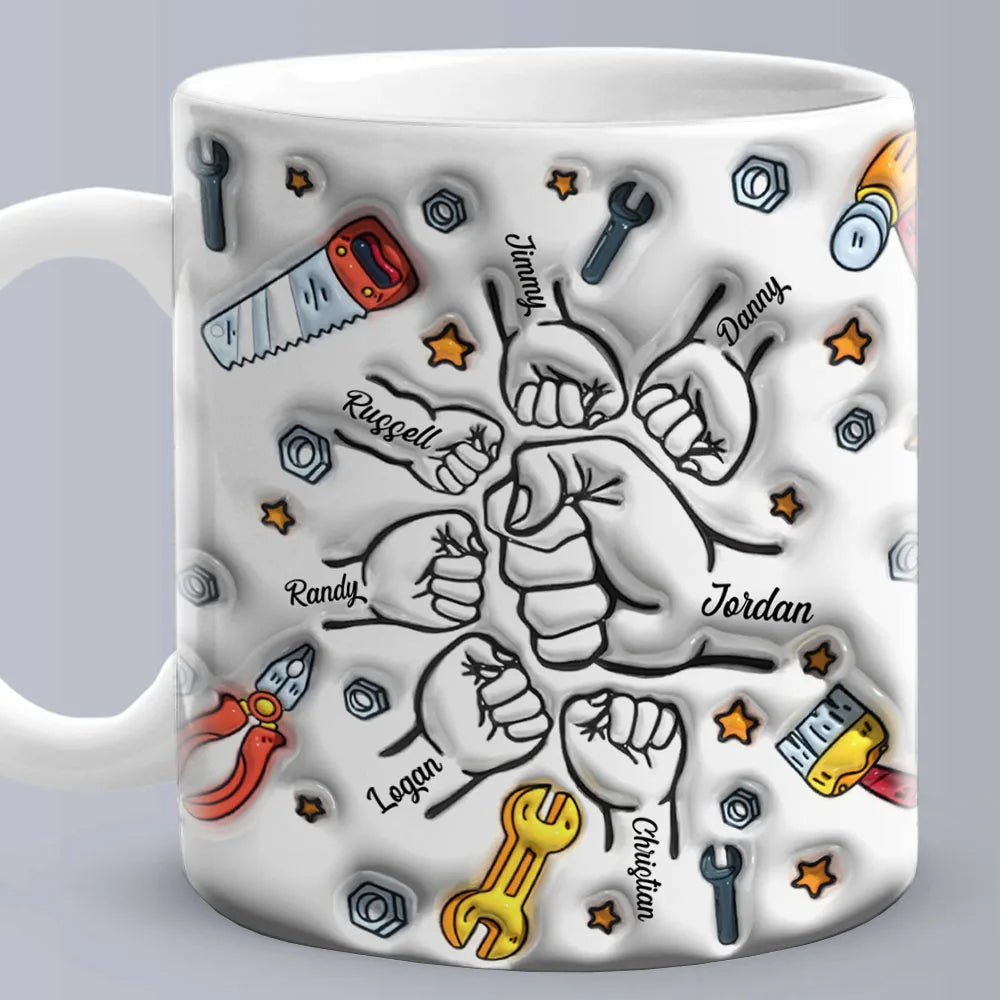 Personalized Dad Mug – Custom Name Coffee Cup with 3D Text Effect