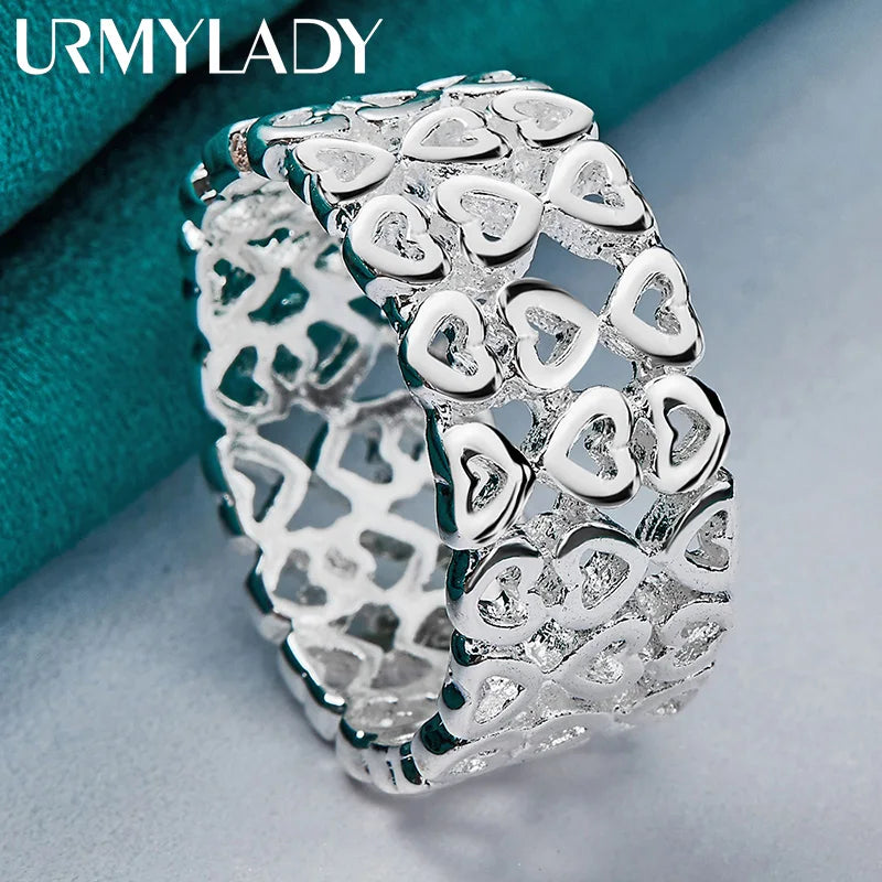 URMYLADY 925 Sterling Silver Hollow Heart Ring – Wedding & Engagement Jewelry