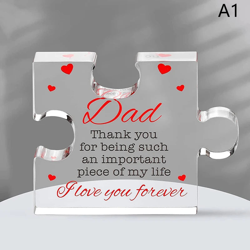 Heart Shape Acrylic Plaque for Dad Mom Birthday Father's Day Thankful Quote Blessed Wish Memorial Keepsake Gift Thank you Dad
