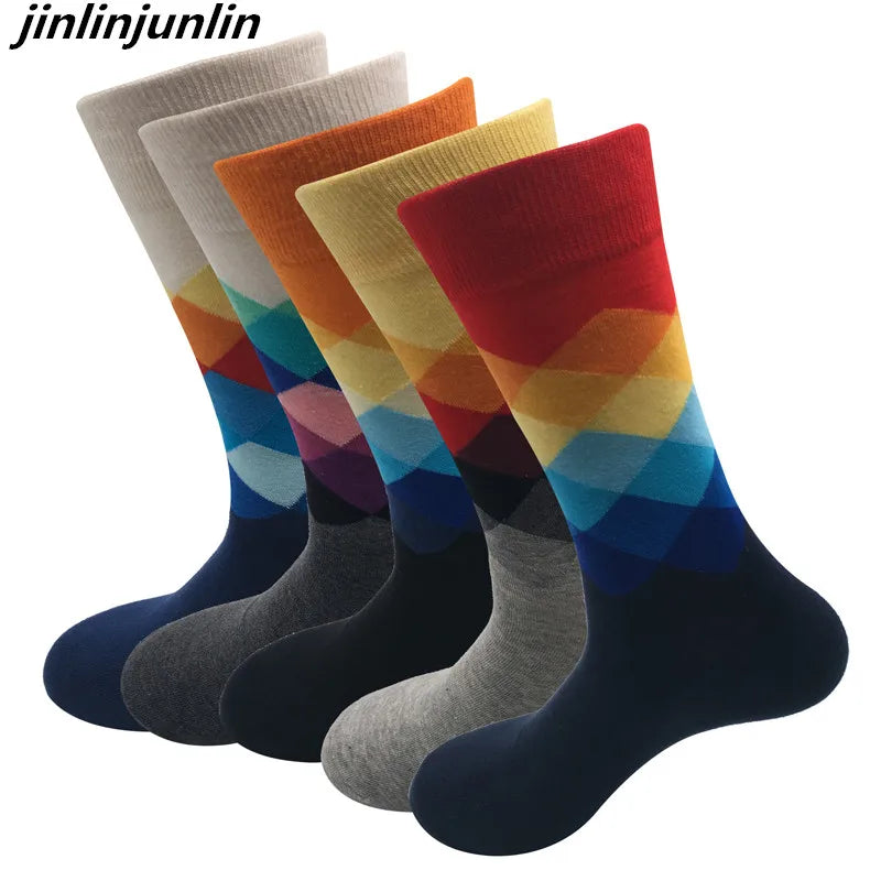 5 Pairs Colorful Cotton Socks – High-Quality Casual Wear for Men & Girls (No Gift Box)