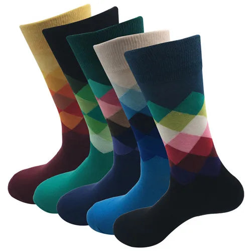 5 Pairs Colorful Cotton Socks – High-Quality Casual Wear for Men & Girls (No Gift Box)