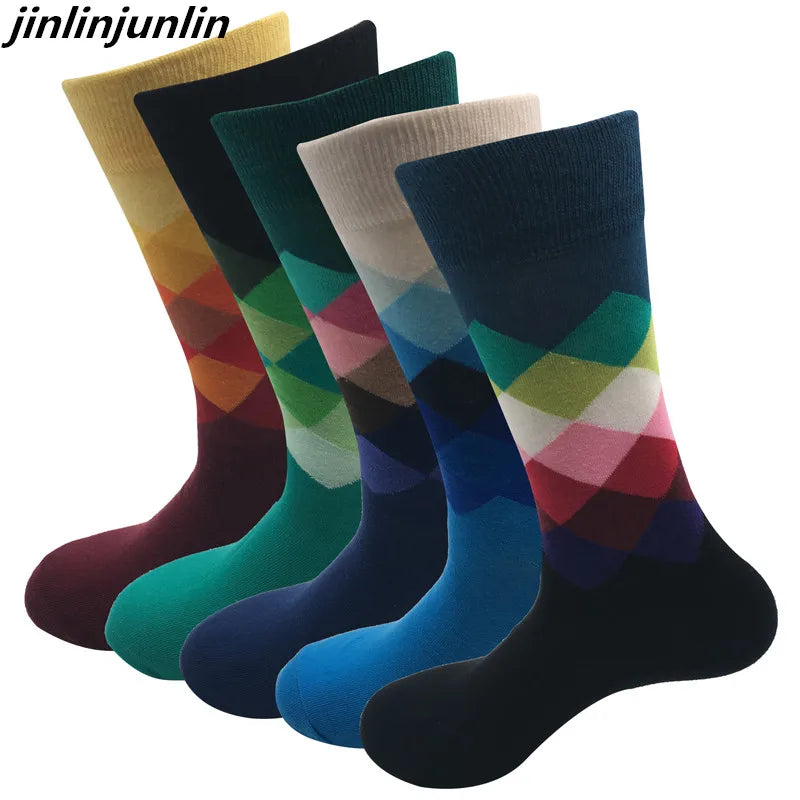 5 Pairs Colorful Cotton Socks – High-Quality Casual Wear for Men & Girls (No Gift Box)