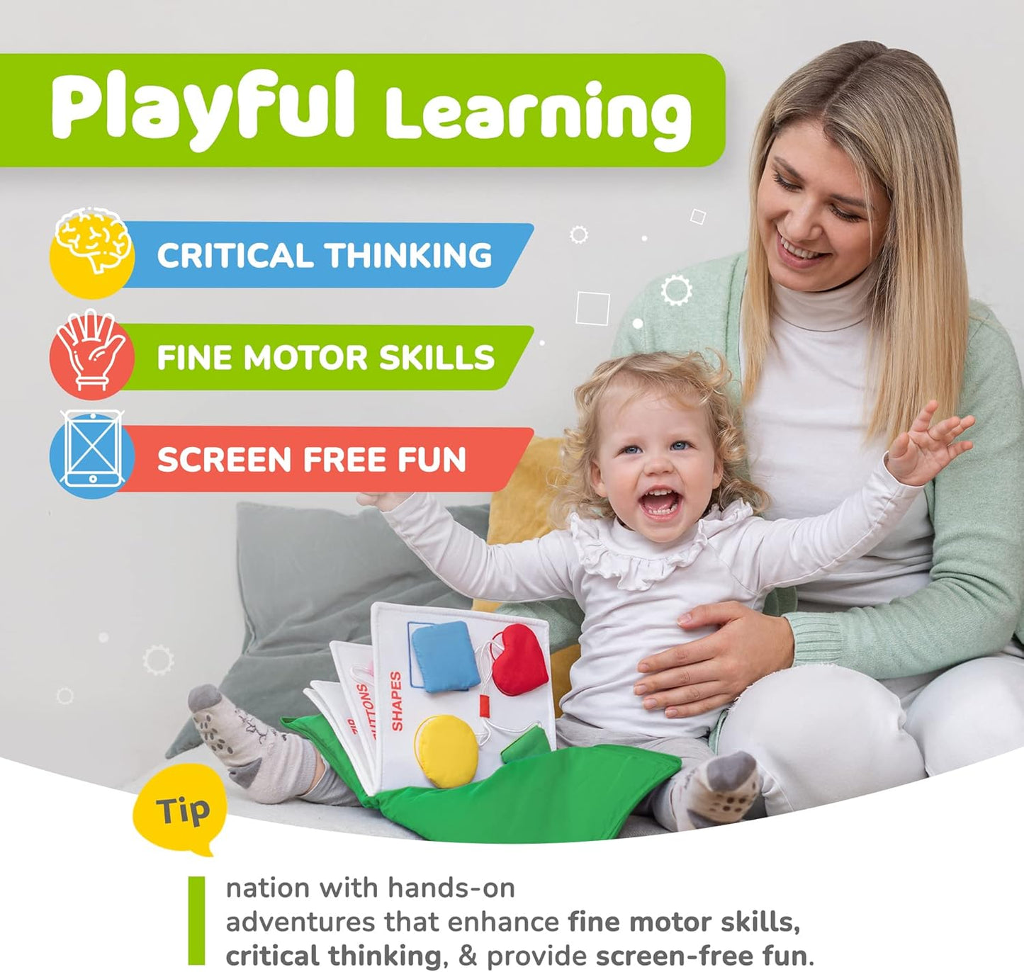 Busy Book for Toddlers 1-3 - Airplane Toys for Toddlers 1-3, My Quiet Book Montessori Toys for 1 Year Old with Kids Plane Activities, Activity Busy Board, Gift for Boys & Girls