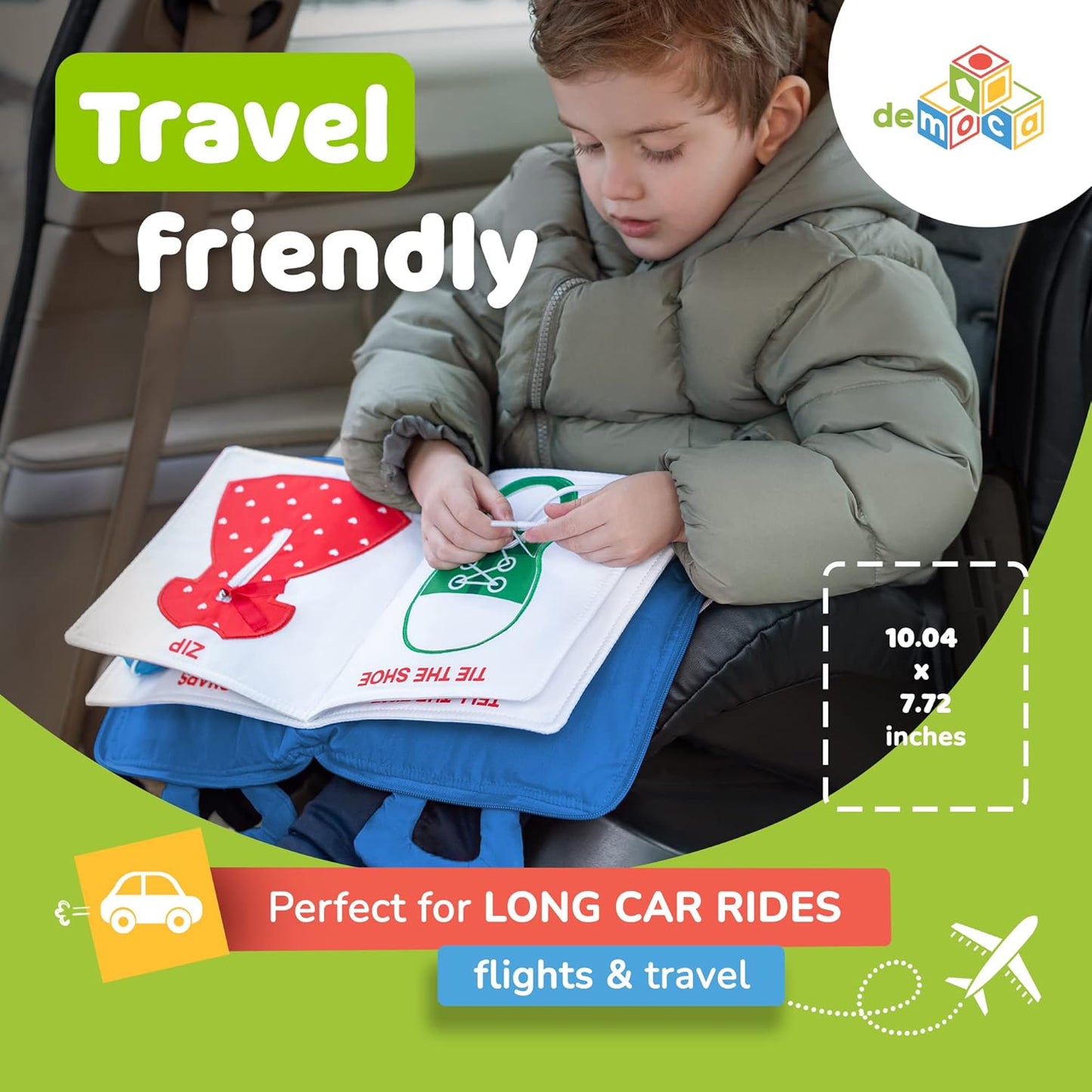 Busy Book for Toddlers 1-3 - Airplane Toys for Toddlers 1-3, My Quiet Book Montessori Toys for 1 Year Old with Kids Plane Activities, Activity Busy Board, Gift for Boys & Girls