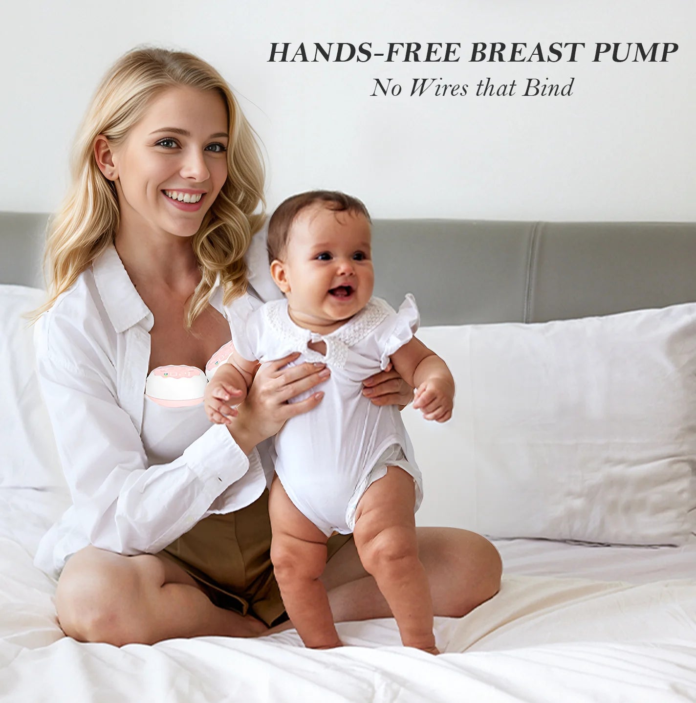 Electric Breast Pump, Wearable Hands-Free Breast Pumps with 3 Modes, 9 Levels, Pink