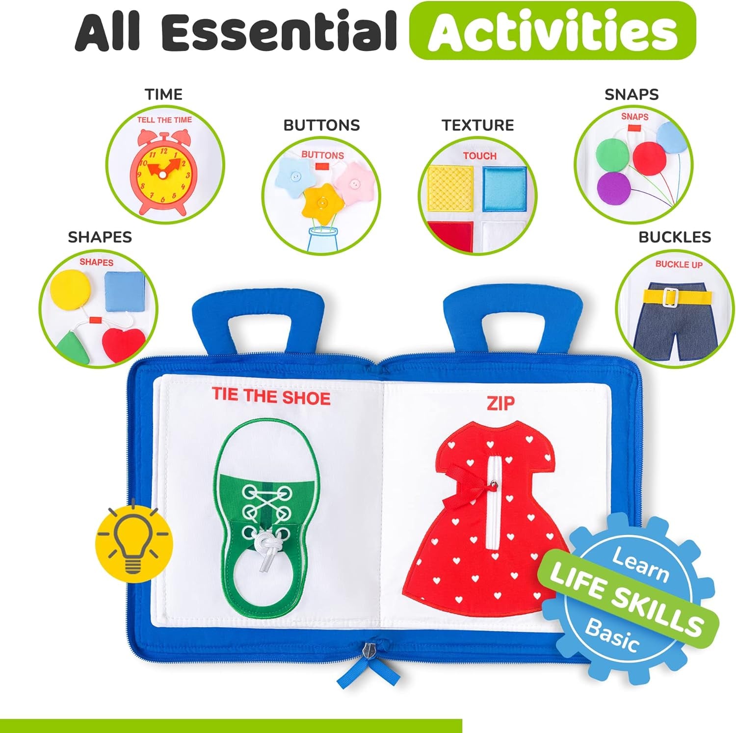 Busy Book for Toddlers 1-3 - Airplane Toys for Toddlers 1-3, My Quiet Book Montessori Toys for 1 Year Old with Kids Plane Activities, Activity Busy Board, Gift for Boys & Girls