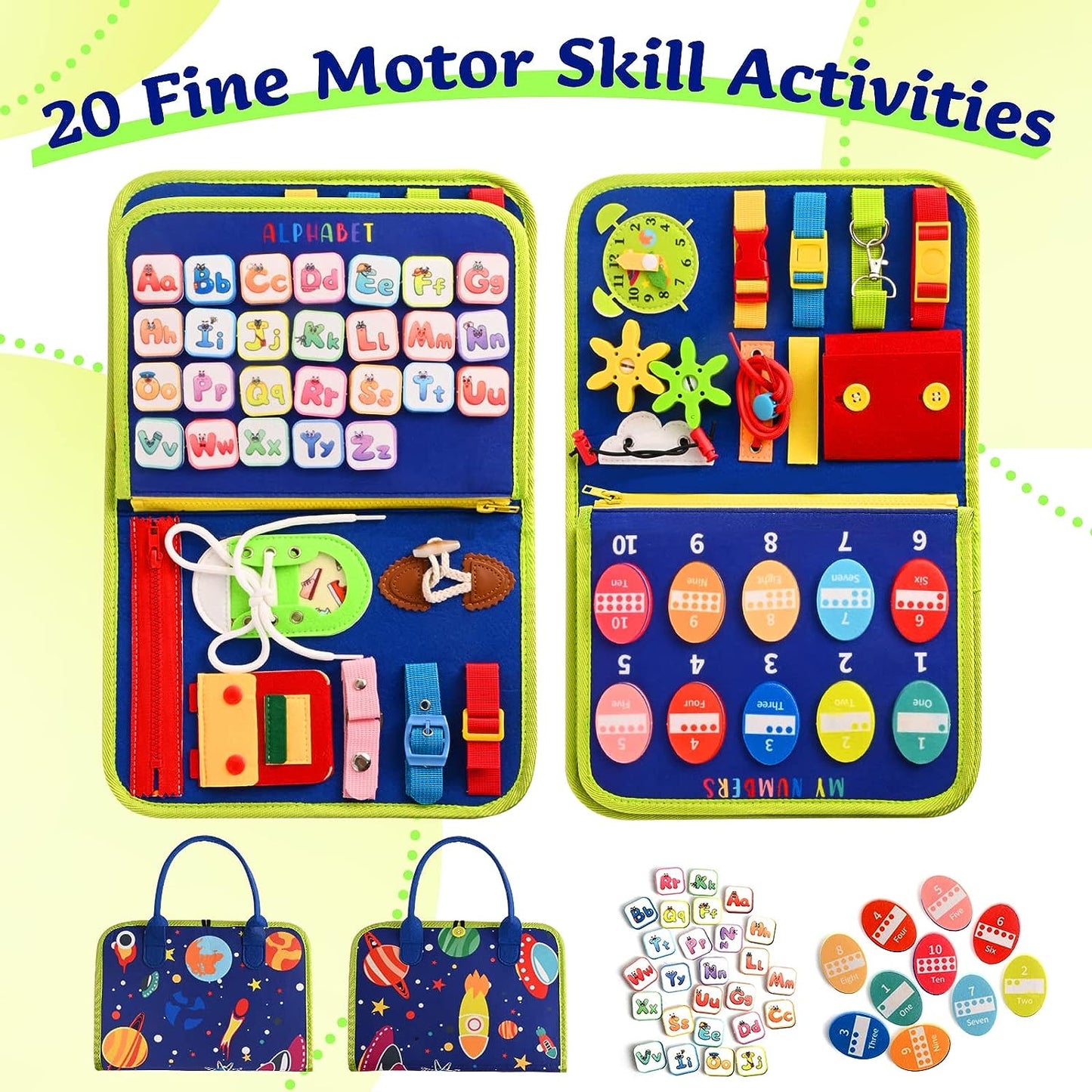 Montessori Busy Board | 1-4 Year Old Toddler Learning Toy | Fine Motor Skills Development | Montessori Sensory Playset | Early Childhood Education Tool | Portable Travel Preschool Activity Kit