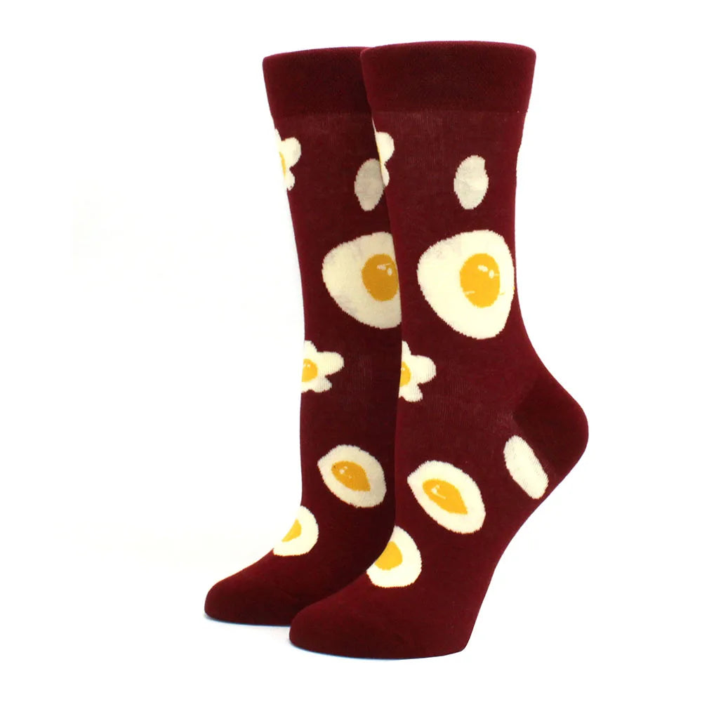 Women's Funny Food Print Socks – Cute Avocado & Sushi Cotton Harajuku Style