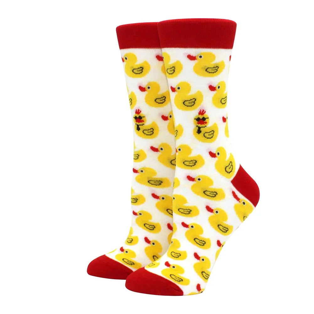 Women's Funny Food Print Socks – Cute Avocado & Sushi Cotton Harajuku Style