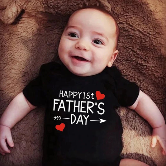 Funny 1st Father's Day Baby Bodysuit – Cotton Romper for Boys & Girls