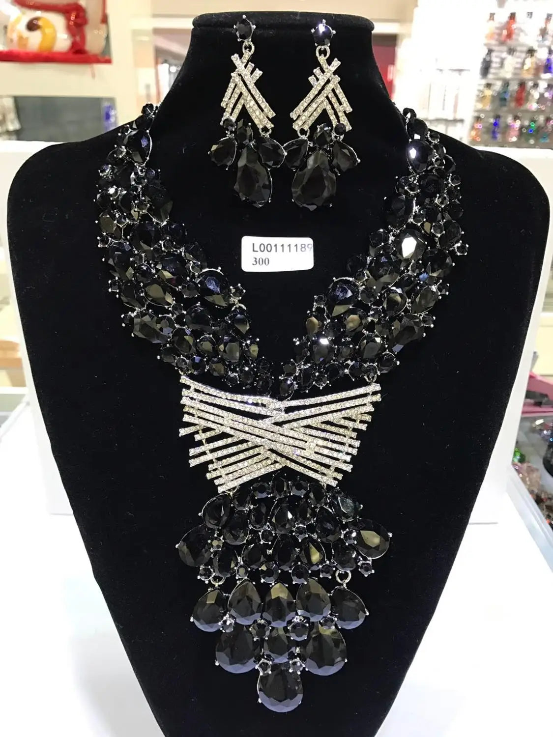 Women's Crystal Rhinestone Jewelry Set – Necklace & Earrings for Wedding