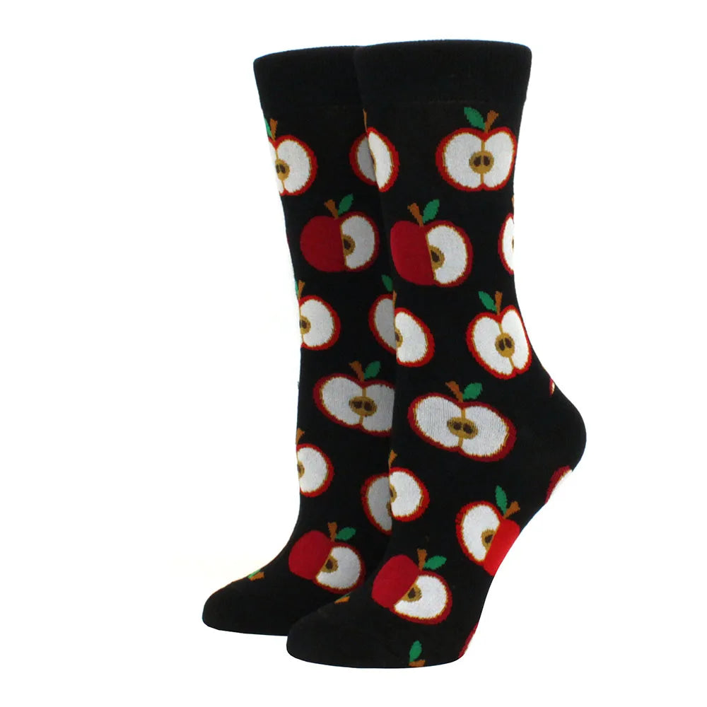 Women's Funny Food Print Socks – Cute Avocado & Sushi Cotton Harajuku Style
