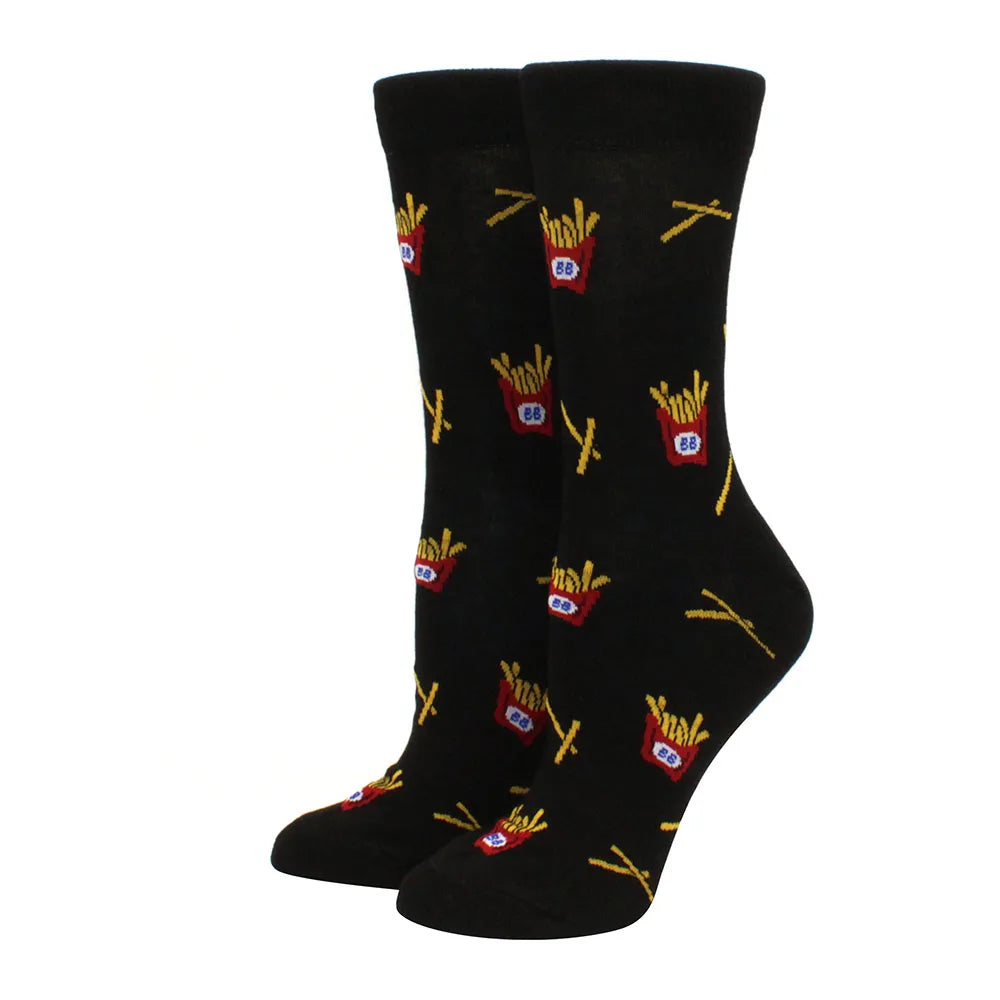 Women's Funny Food Print Socks – Cute Avocado & Sushi Cotton Harajuku Style