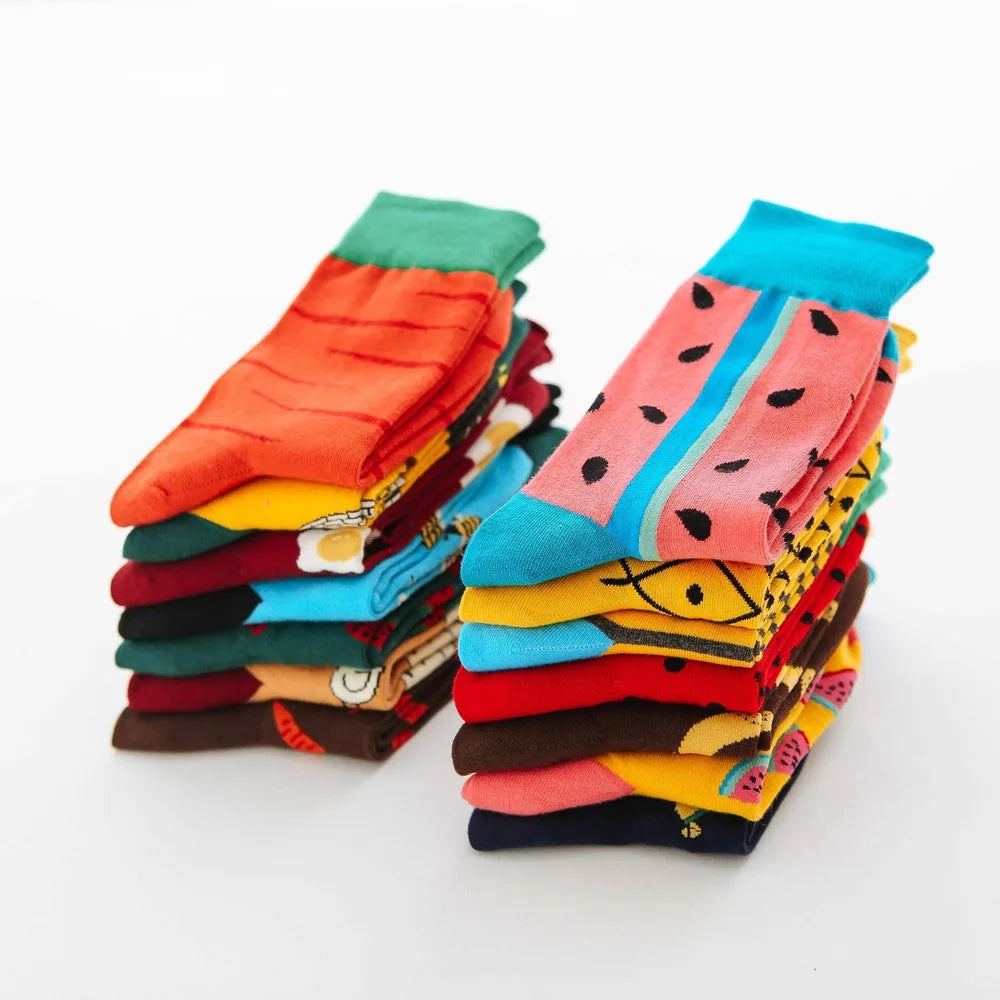 Women's Funny Food Print Socks – Cute Avocado & Sushi Cotton Harajuku Style