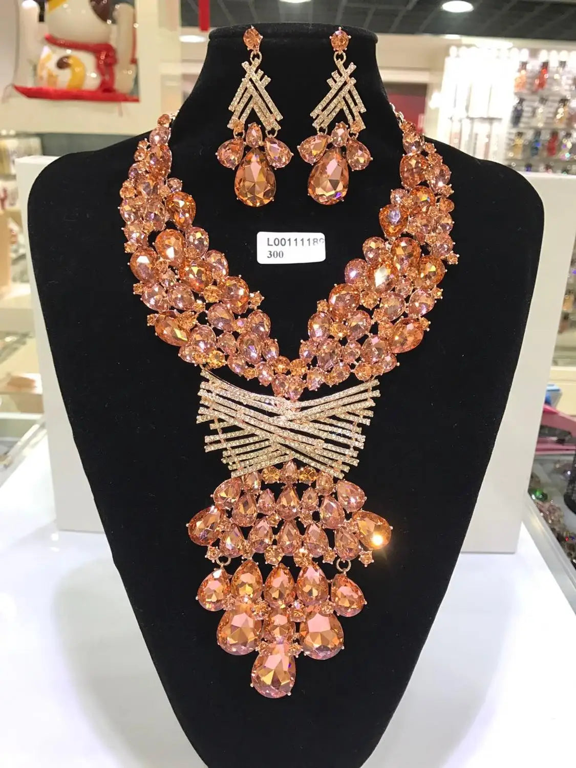 Women's Crystal Rhinestone Jewelry Set – Necklace & Earrings for Wedding