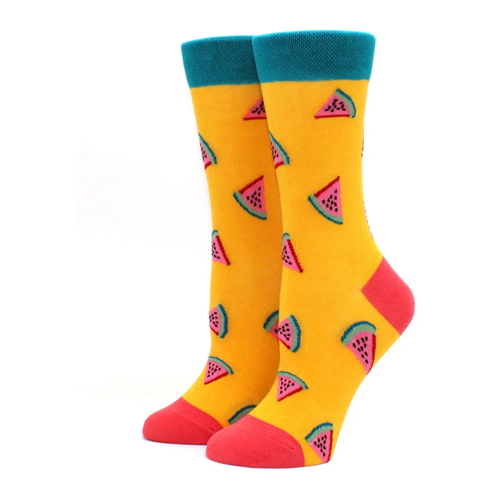 Women's Funny Food Print Socks – Cute Avocado & Sushi Cotton Harajuku Style