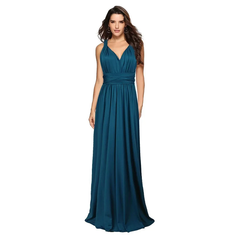 Sexy Women’s Multiway Red Maxi Dress – Convertible Boho Bandage Party Dress