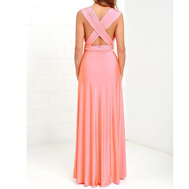 Sexy Women’s Multiway Red Maxi Dress – Convertible Boho Bandage Party Dress