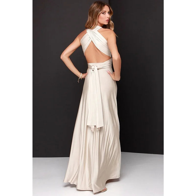 Sexy Women’s Multiway Red Maxi Dress – Convertible Boho Bandage Party Dress