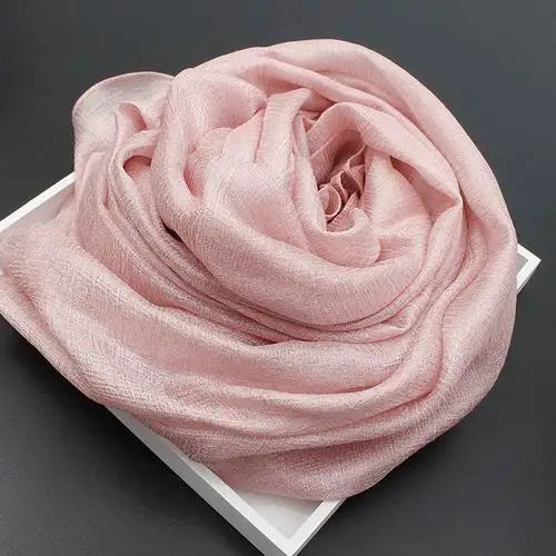 2023 Pure Color Linen Scarf – Plus Size Pashmina Shawl for Women