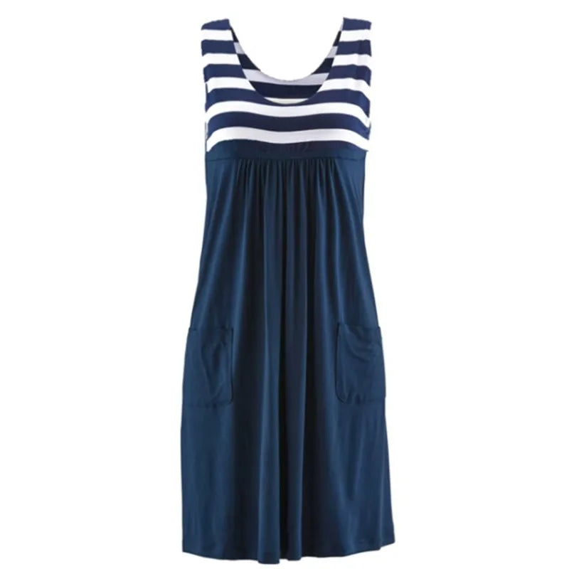 Summer Striped Dress – Loose, Simple Sleeveless Women's Outfit