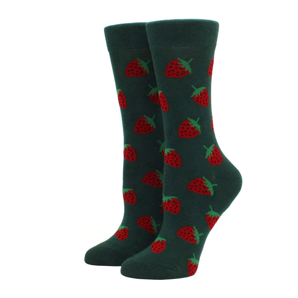 Women's Funny Food Print Socks – Cute Avocado & Sushi Cotton Harajuku Style