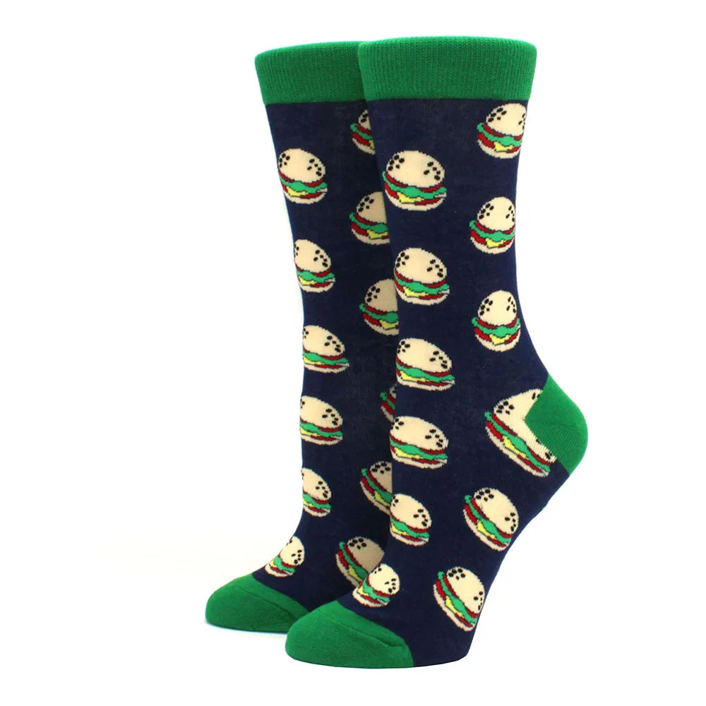 Women's Funny Food Print Socks – Cute Avocado & Sushi Cotton Harajuku Style