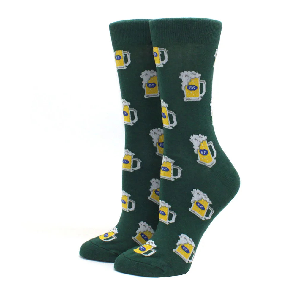 Women's Funny Food Print Socks – Cute Avocado & Sushi Cotton Harajuku Style