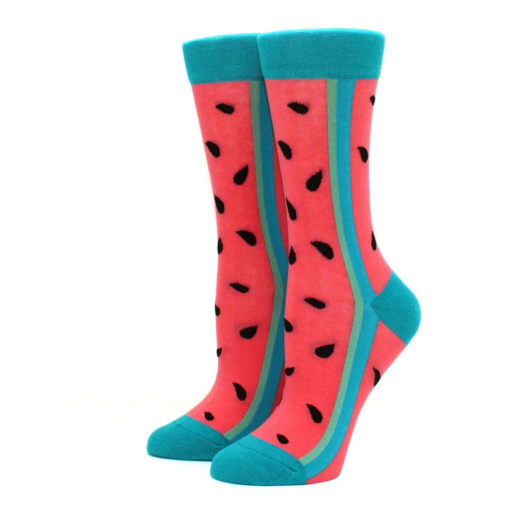 Women's Funny Food Print Socks – Cute Avocado & Sushi Cotton Harajuku Style