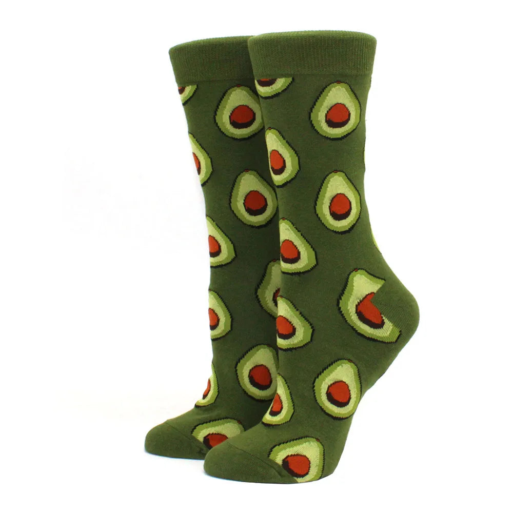 Women's Funny Food Print Socks – Cute Avocado & Sushi Cotton Harajuku Style
