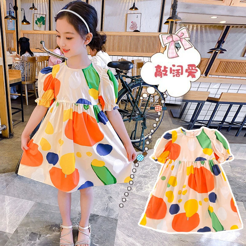 Children's Girls' Cotton Printed Princess 11-Year-Old Summer Clothes