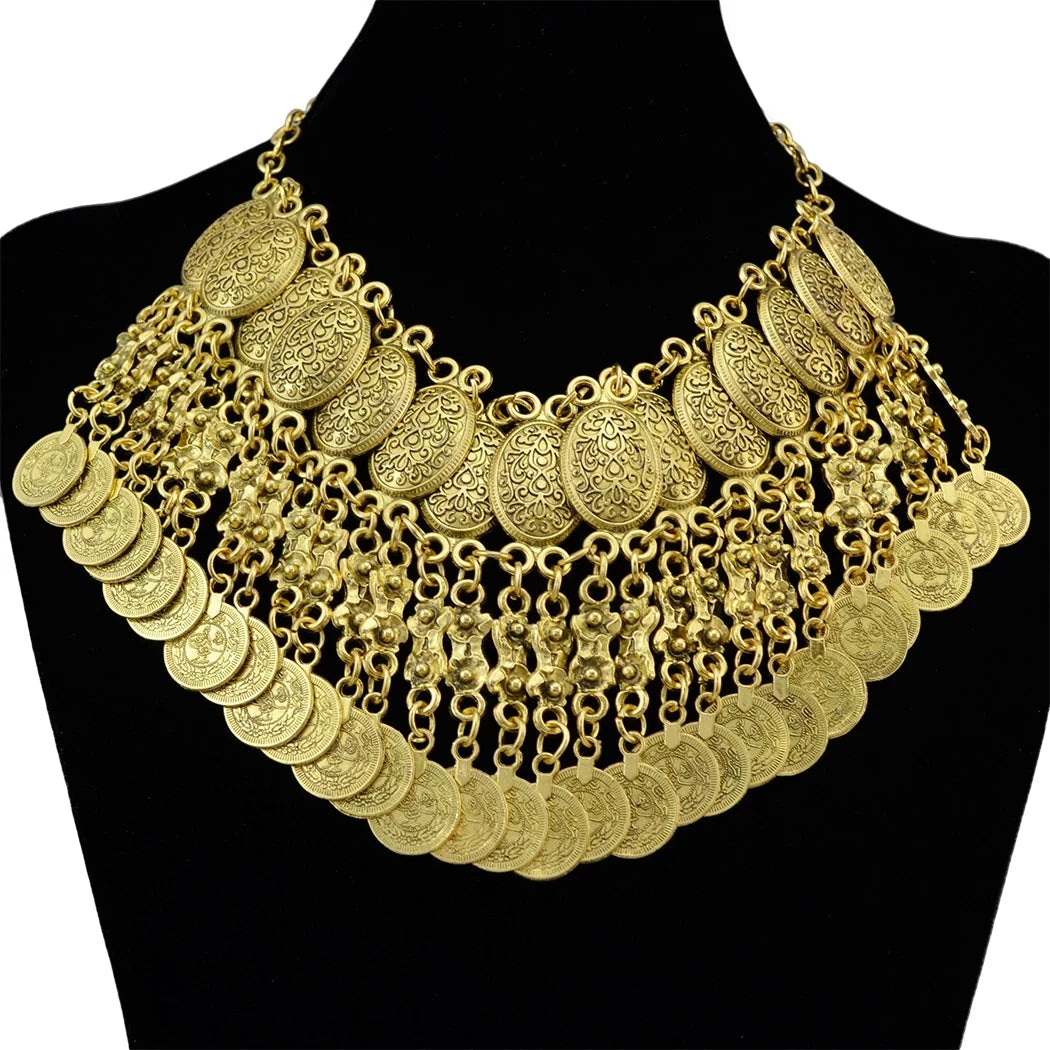Gypsy Bohemian Chunky Tibetan Silver Necklace – Festival Party Jewelry for Women
