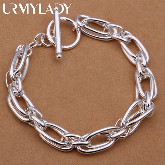URMYLADY 925 Sterling Silver Chain Bracelet – Unisex Wedding & Party Jewelry Gift