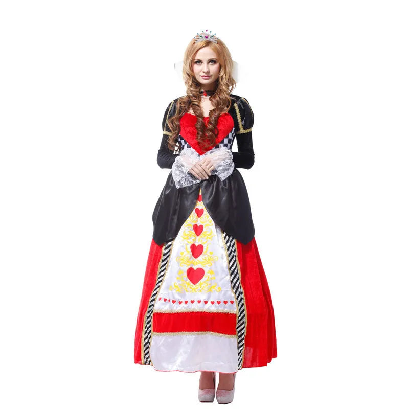 Alice in wonderland red queen of hearts costumes for women costume Sexy Royal Cosplay Clothing Women Halloween Fancy Dress