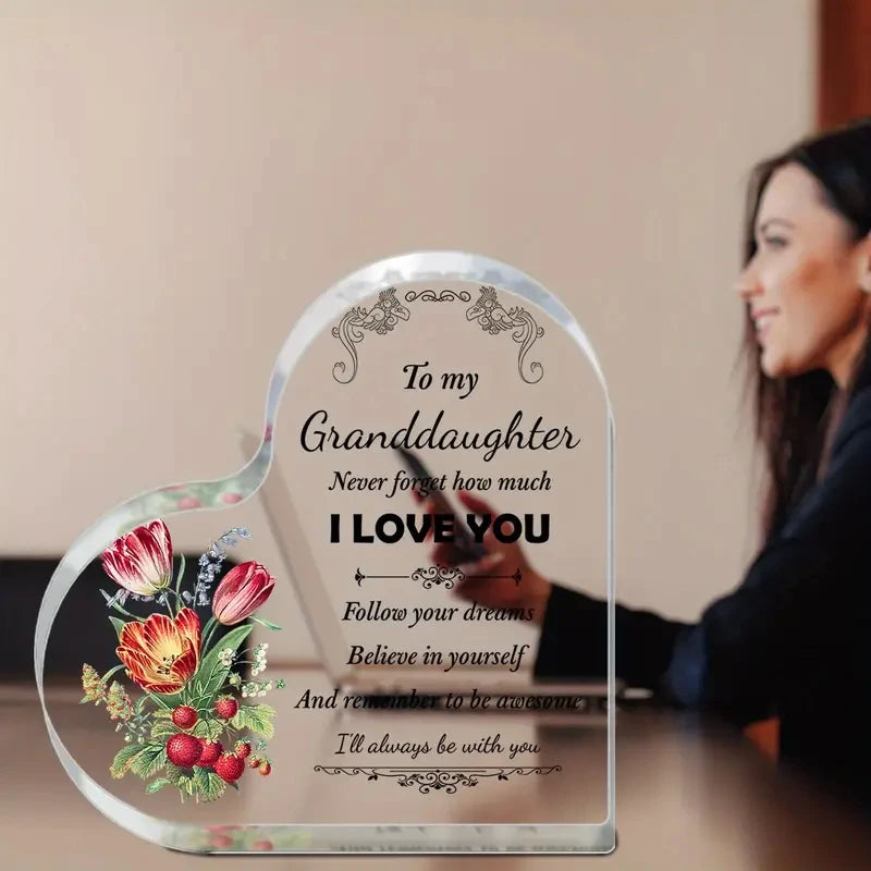 1PC engraved granddaughter gift - precious memories from grandparents - personalized acrylic tabletop decoration, a sentimental